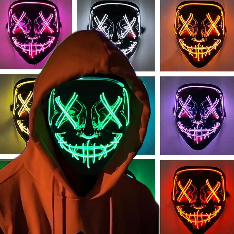 Horror LED Glowing Mask – Halloween Scary Light-Up Cosplay LED Costume Mask PLUSH