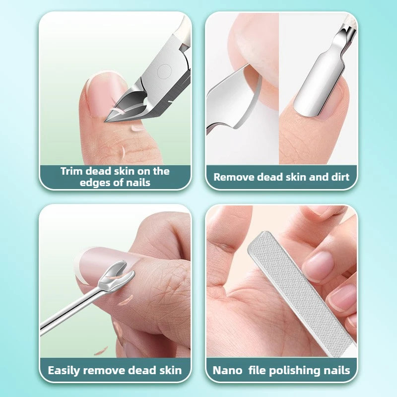 4-Pc Stainless Steel Cuticle Scissors & Pliers Set | Ouriner Cuticle Nail Tool Set PLUSH