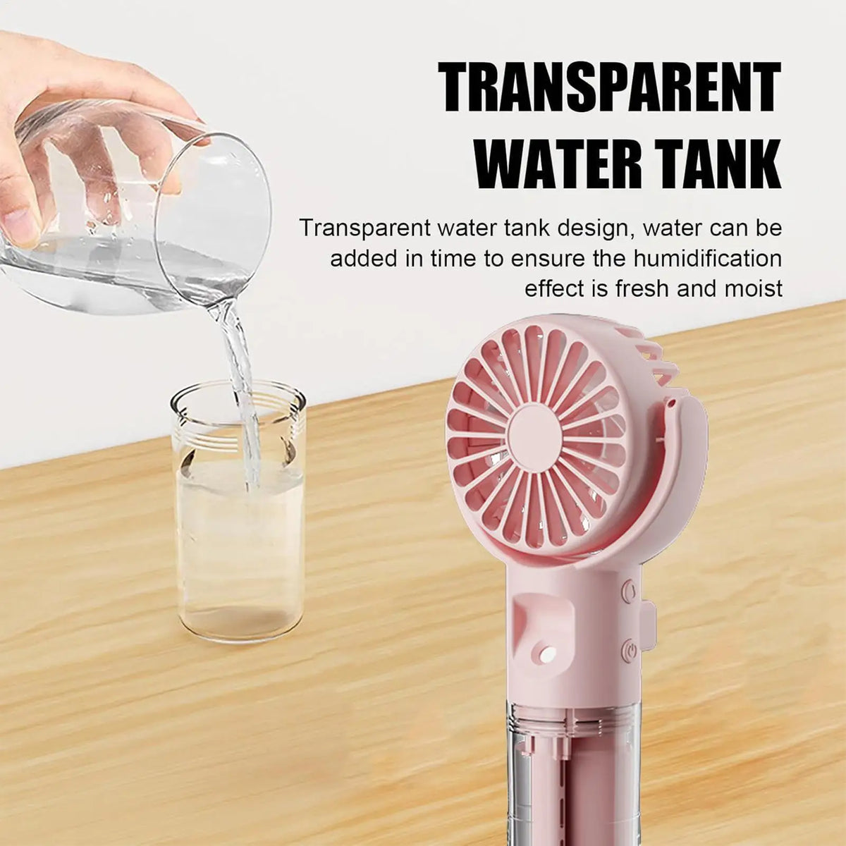 Portable Handheld Misting Fan – 4 Speeds, USB Rechargeable Handheld Misting Fan PLUSH