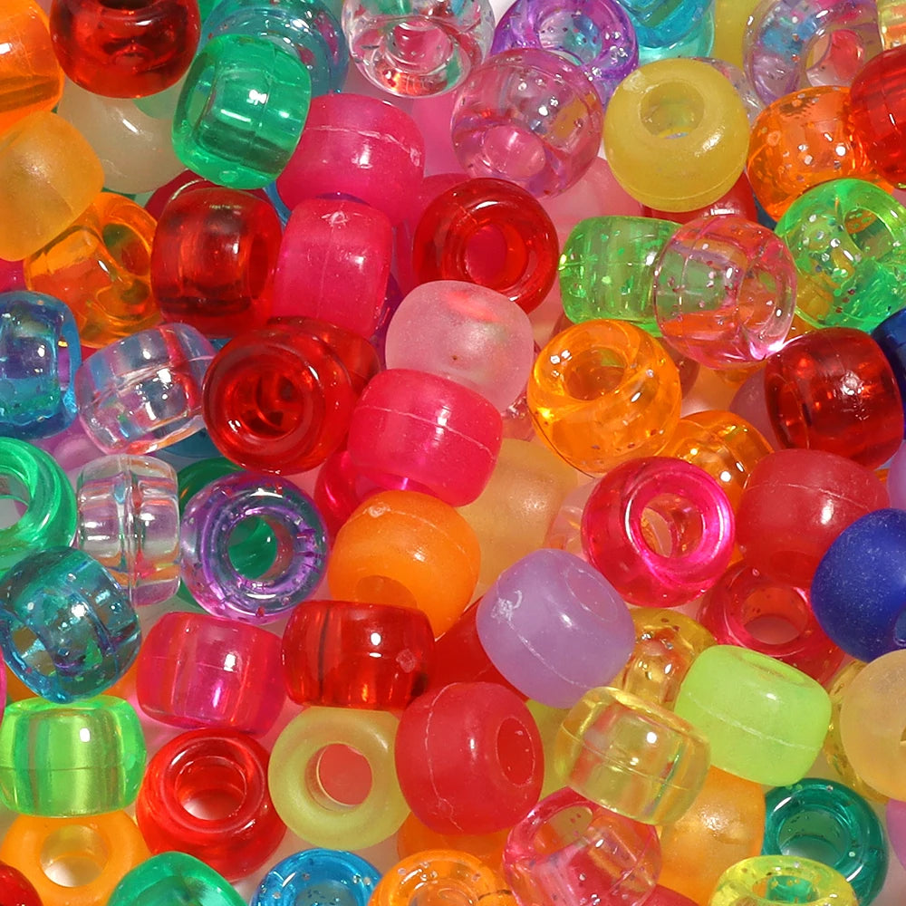 200pcs Glitter Big Hole Acrylic Pony Beads – DIY Jewelry Making Acrylic Pony Beads PLUSH