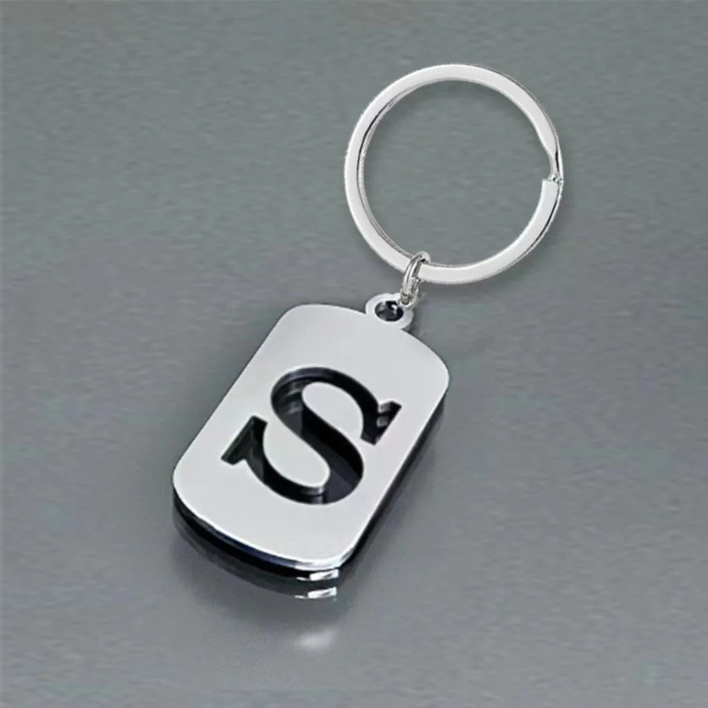 Stainless Steel Initial Letter Keychain – Men's Bag Pendant