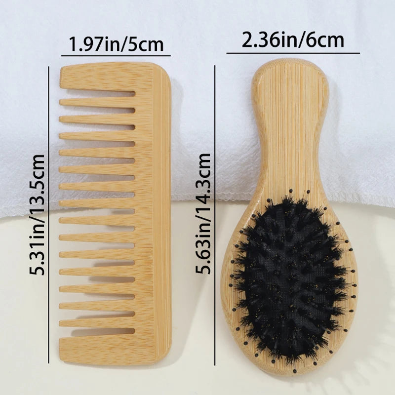 Air Cushion & Wide Tooth Bamboo Comb Set – Smooth Hair Hair Comb Set PLUSH