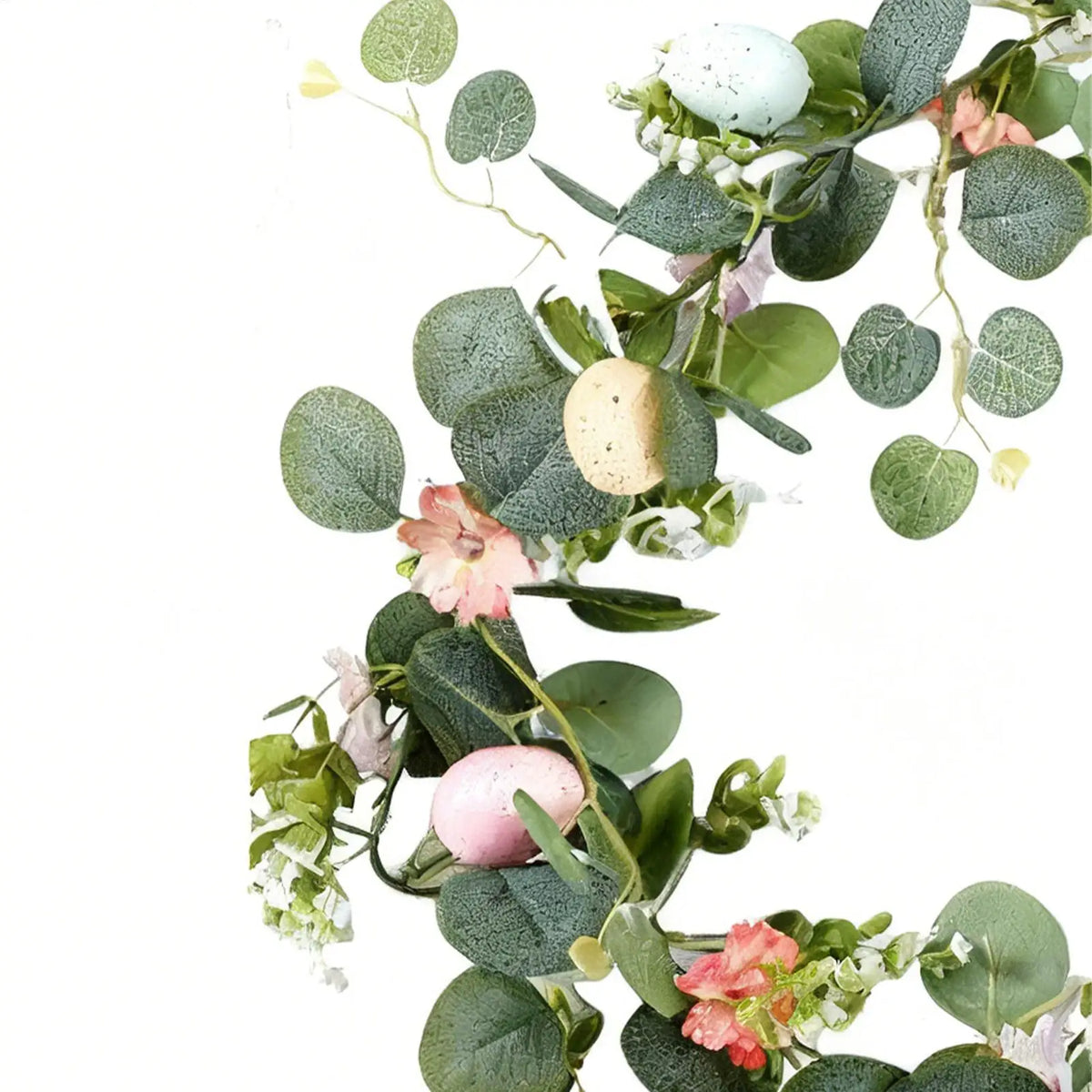 2-Pack Artificial Easter Egg Garland Wreaths | Spring Vine Decor Easter Garland Wreath PLUSH