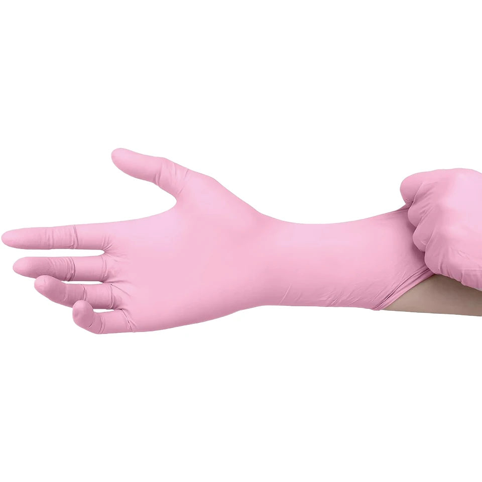 Light Pink Nitrile Gloves 50/100pcs – Powder Free Disposable Disposable Nitrile Gloves PLUSH