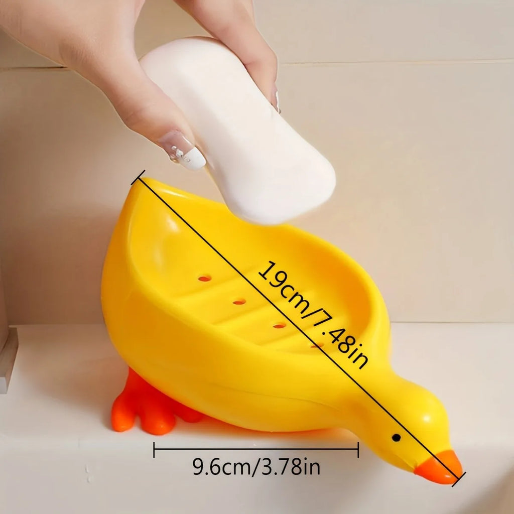 Duck Soap Dish – Self Draining Soap Holder with Tray Soap Dish PLUSH Yellow