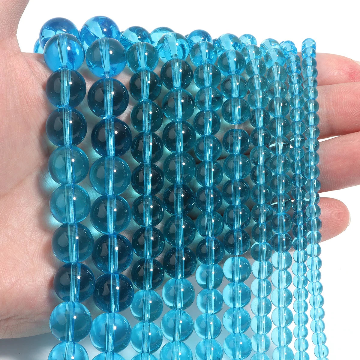 Lake Blue Round Glass Crystal Spacer Beads – DIY Jewelry Glass Spacer Beads PLUSH