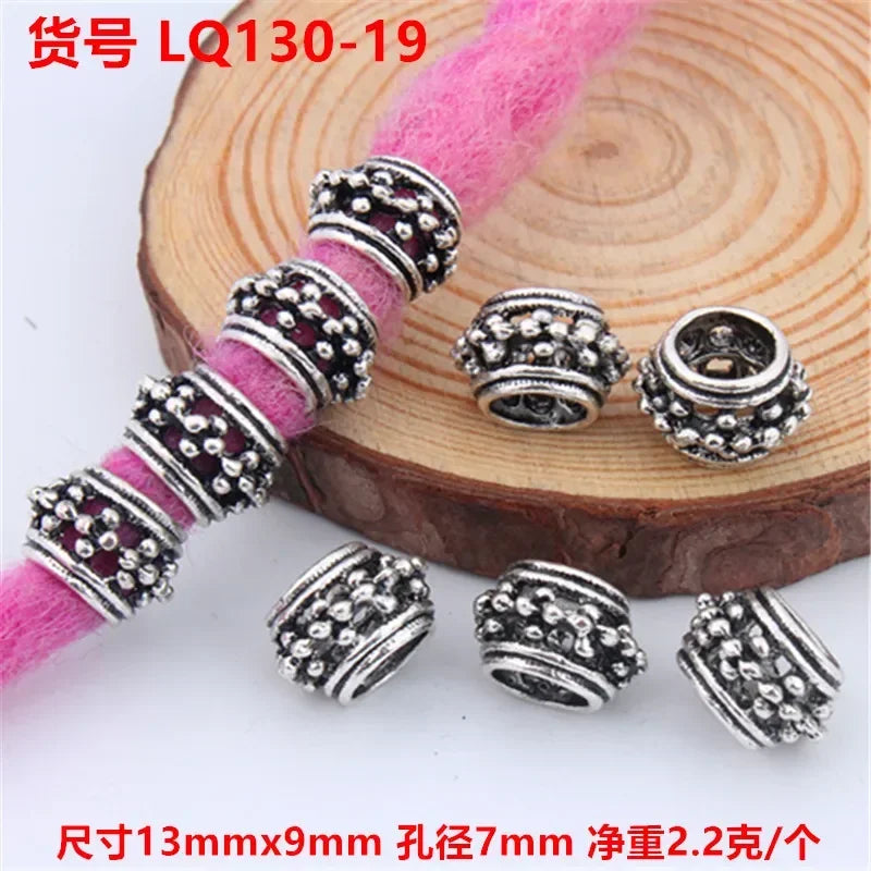 5pcs Viking Dreadlock Hair Braid Beads Cuffs Rings Gold Silver Hair Braid Cuffs PLUSH 5pcs LQ130-19