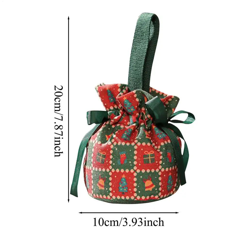 Christmas Drawstring Candy Bags | Cotton Holiday Gift Pouches Holiday Gift Bags PLUSH Green Gift 1PC