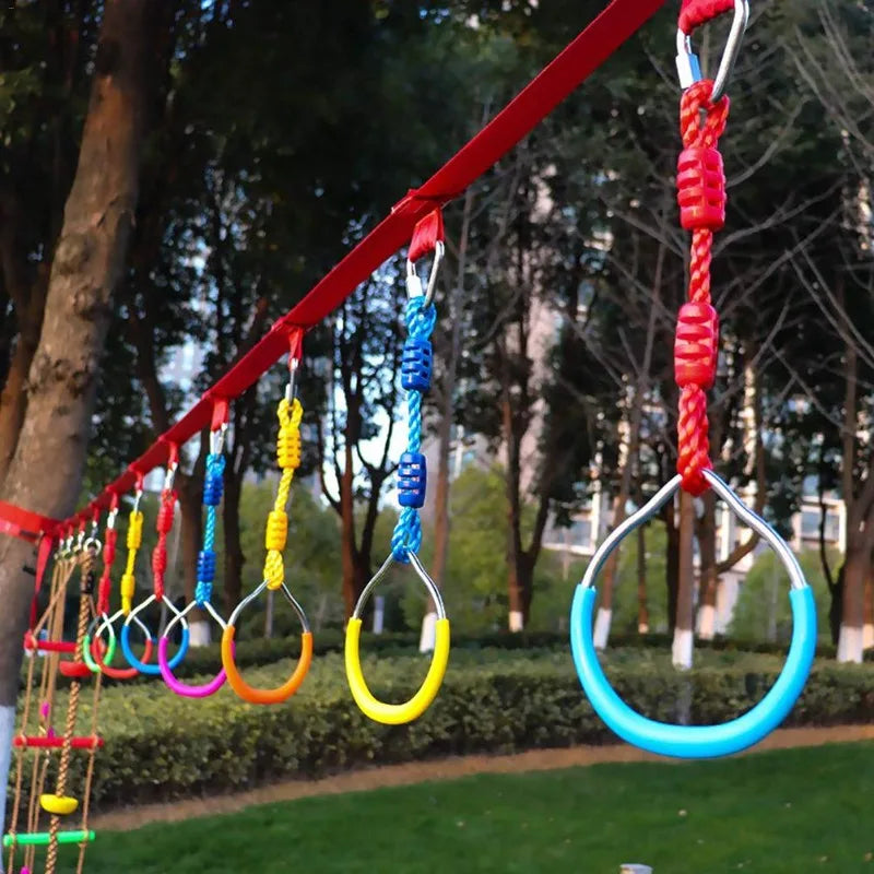 Kids Outdoor Gymnastics Swing Rings Set of 3 – Adjustable Kids Swing Rings PLUSH