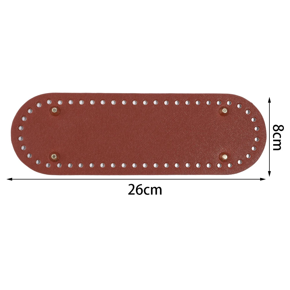 PU Leather Bag Base with Rivets – DIY Handbag Bottom Pad Bag Making Accessory PLUSH brown 8X26cm