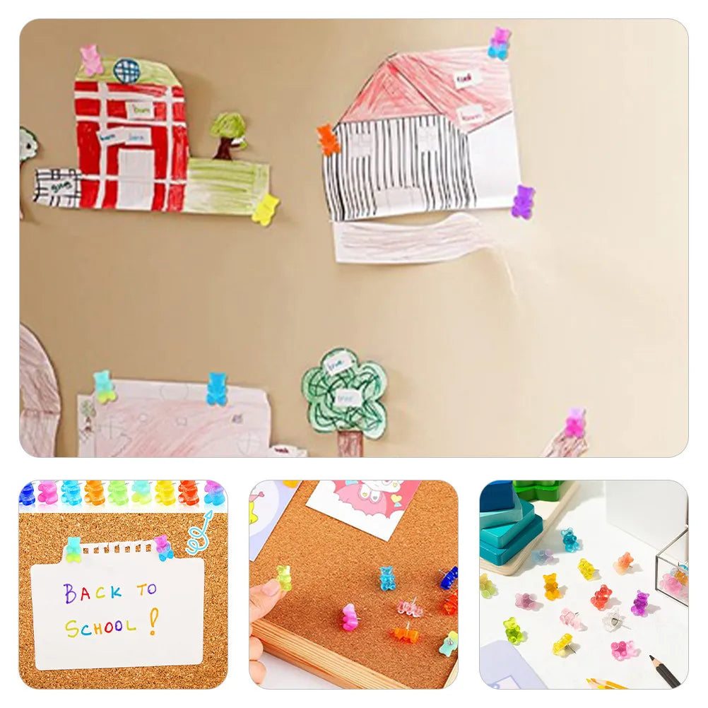 30pcs Bear Push Pins – Cute Thumb Tacks for Cork Boards & Maps Decorative Push Pins PLUSH