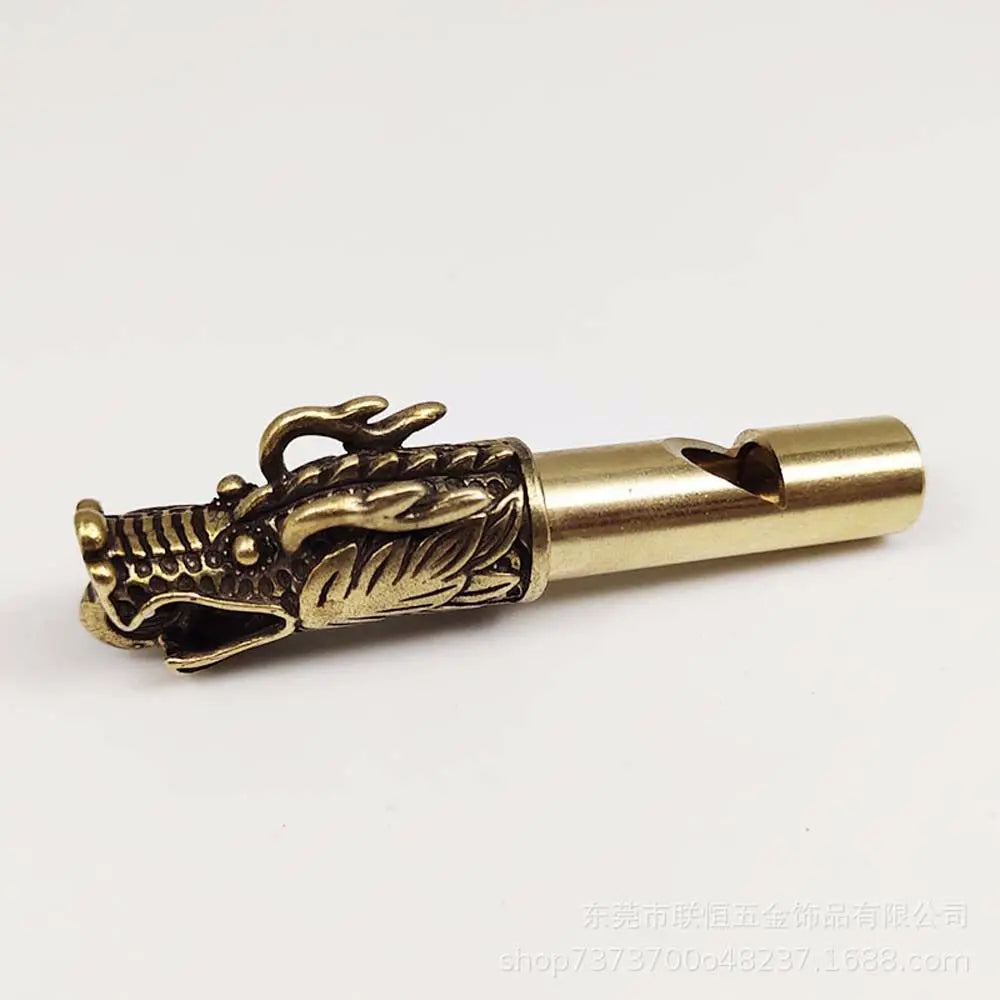 Brass Dragon Head Whistle Keychain | Outdoor Survival Tool Survival Whistle Keychain PLUSH gold