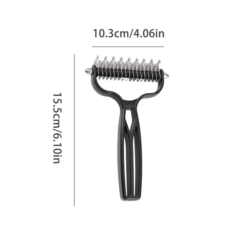 Pet Deshedding Brush – Grooming Rake for Dogs & Cats Pet Grooming Rake PLUSH Black