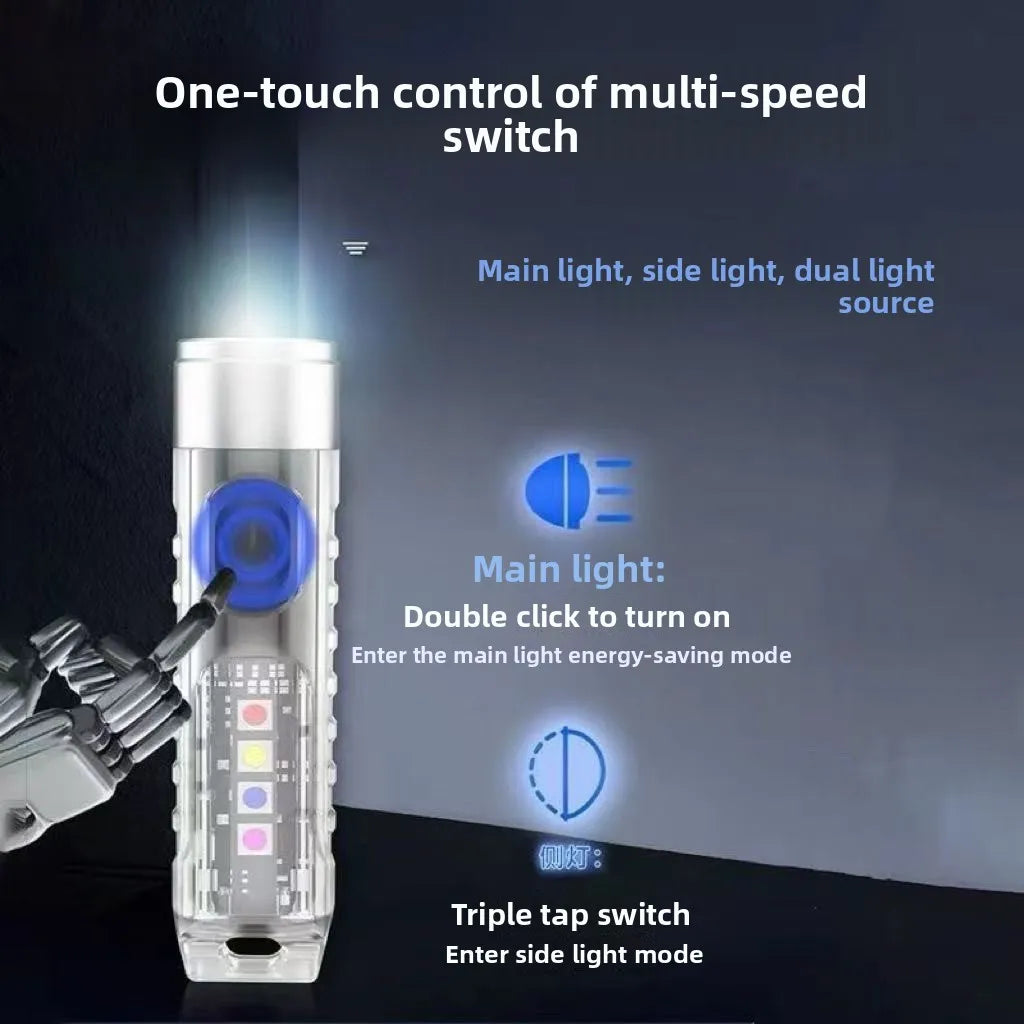 Rechargeable Mini Keychain Flashlight 10 Modes Magnetic Base Keychain Flashlight PLUSH