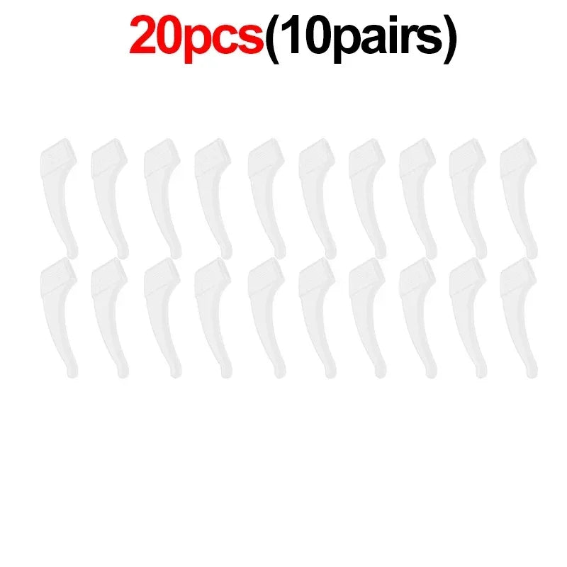 Silicone Anti-Slip Ear Hook Grips for Glasses & Sunglasses Eyewear Accessories PLUSH White 10pairs