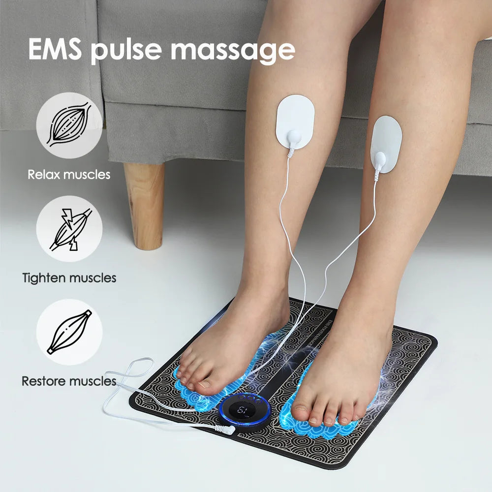 CAMMUO EMS Foot Massage Pad – 8 Modes, Portable & Foldable EMS Foot Massager PLUSH