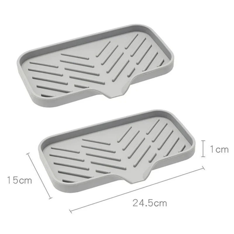 Silicone Sink Tray with Drain – Soap & Sponge Holder Sink Organizer Tray PLUSH M 2Pcs