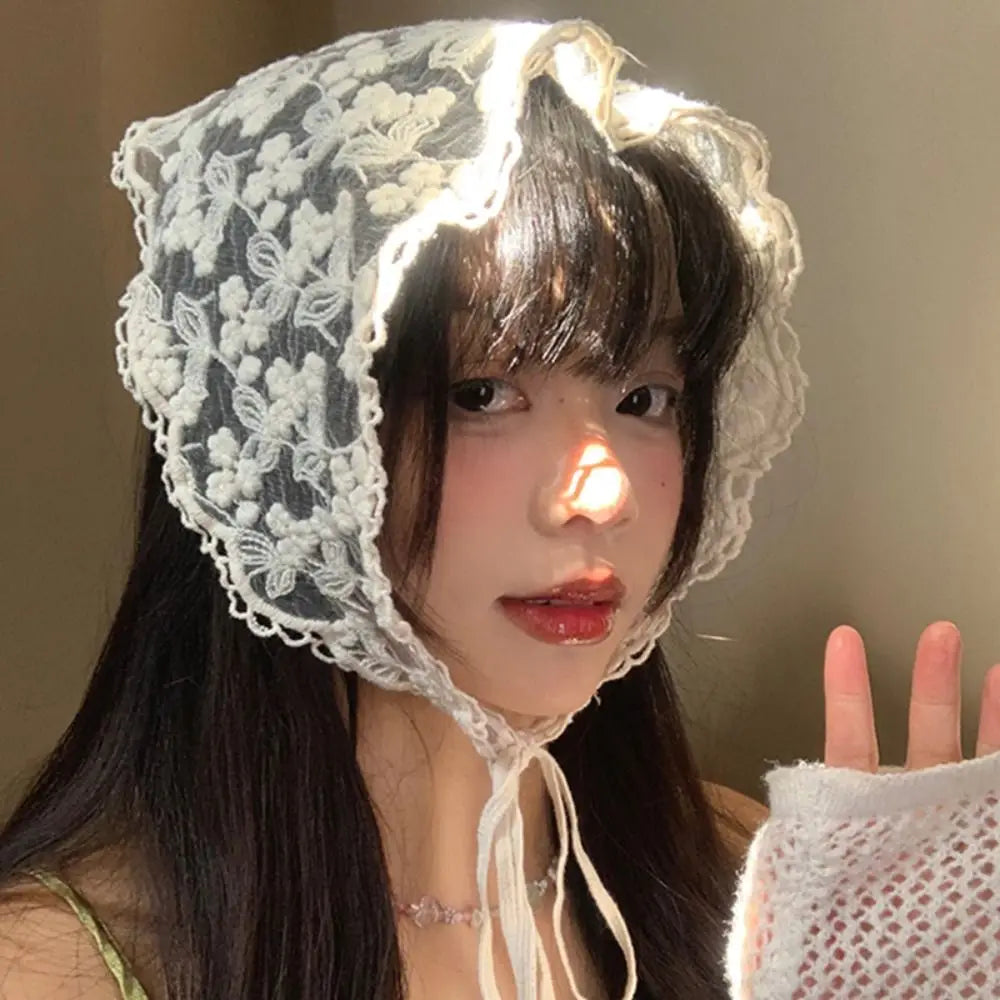 Vintage Lace Triangle Bandana Hair Scarf & Headband – Women Bandana Hair Scarf PLUSH
