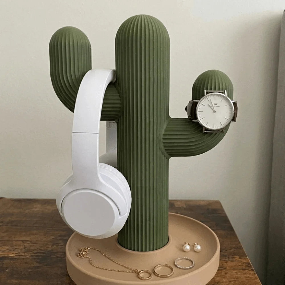 Cactus Headphone Stand & Desk Organizer | 3D Printed Decor Desk Organizer Stand PLUSH