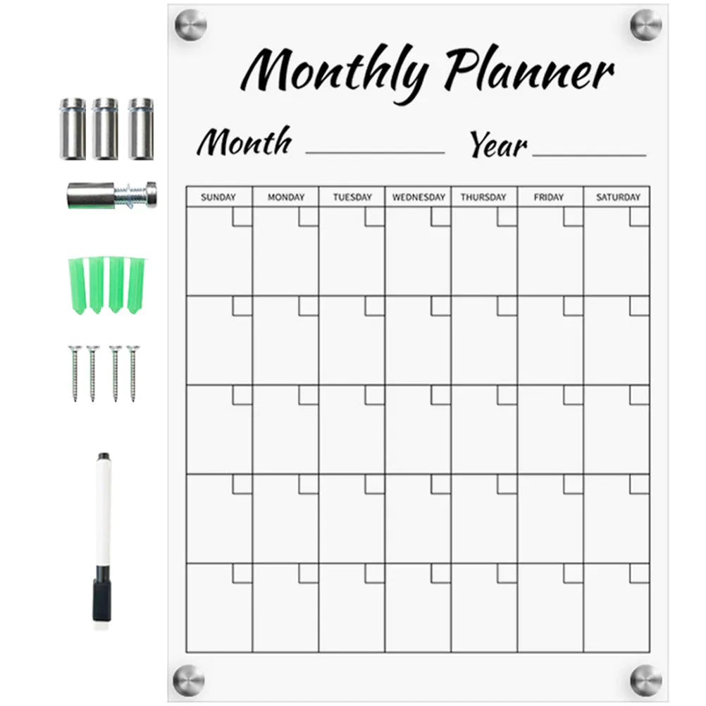 Wall-Mounted Clear Acrylic Erasable Memo & Message Board Acrylic Memo Board PLUSH