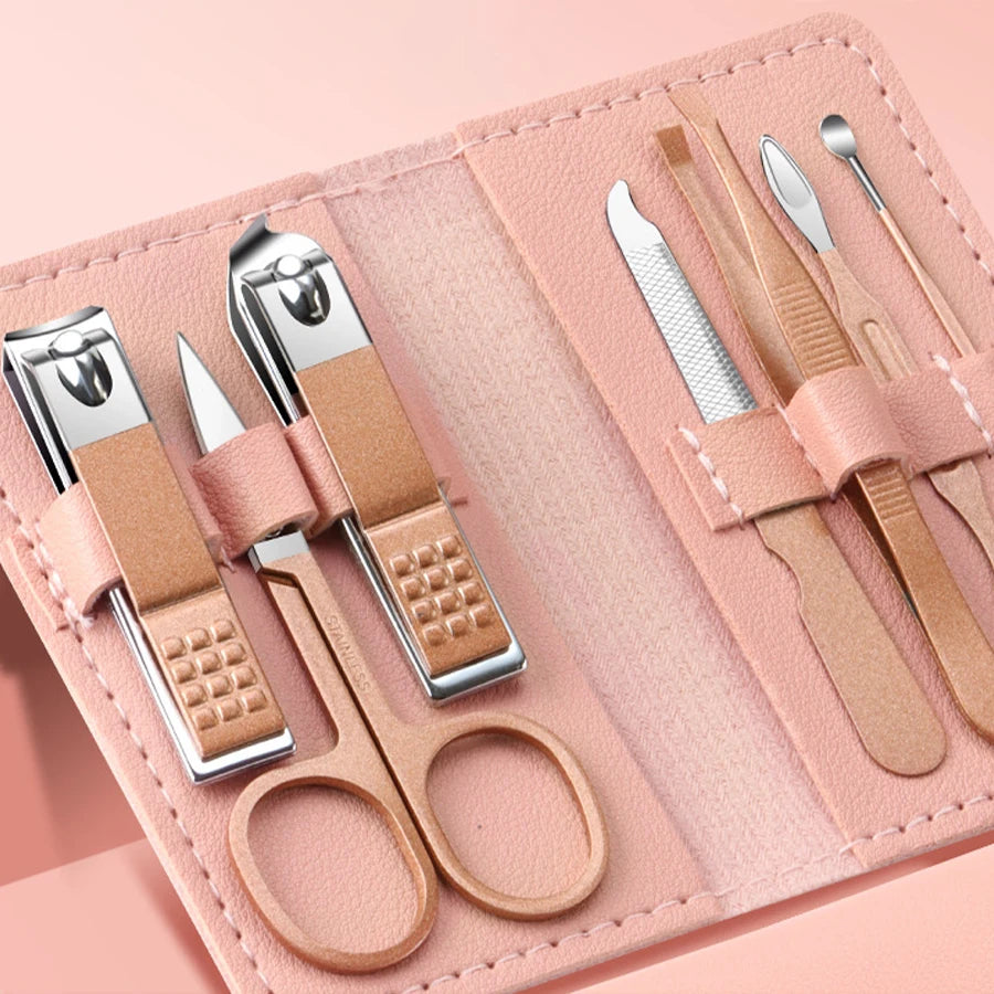 Ouriner 7-Piece Stainless Steel Nail Clipper Manicure Set Manicure Tool Set PLUSH