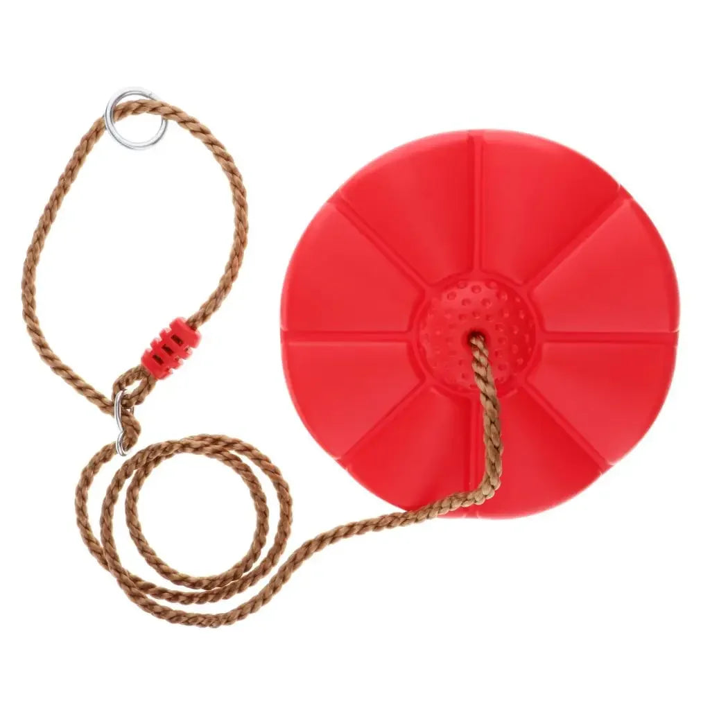 Heavy Duty Disc Tree Swing Seat with Rope – Kids Outdoor Play Kids Disc Swing PLUSH Red