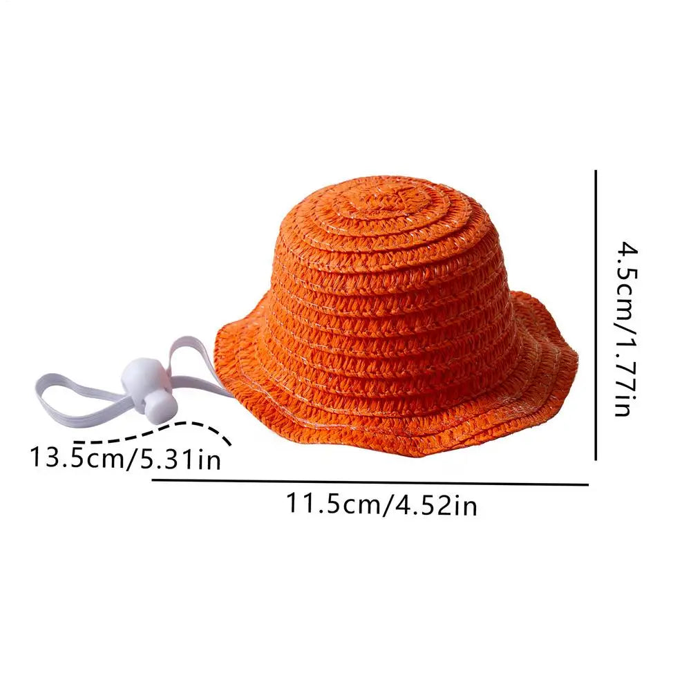Mini Pet Straw Sun Hat for Dogs & Cats – Hawaii Style Pet Costume Hat PLUSH Orange 1PC