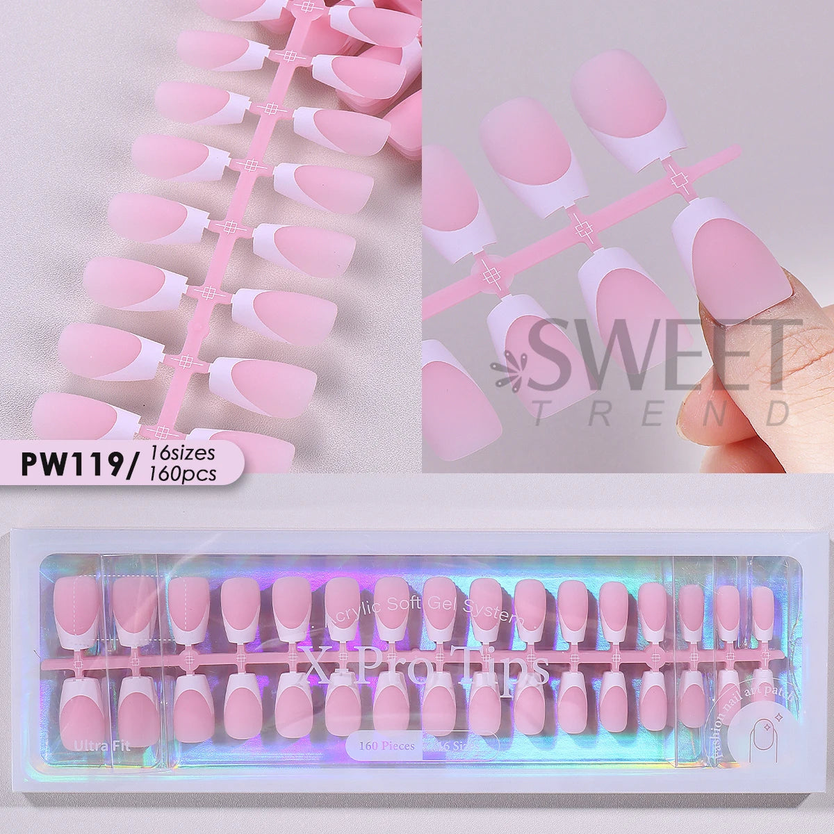150/160pcs Matte Press On Nails Nude Pink French Tips Press On Nail Tips PLUSH PW119