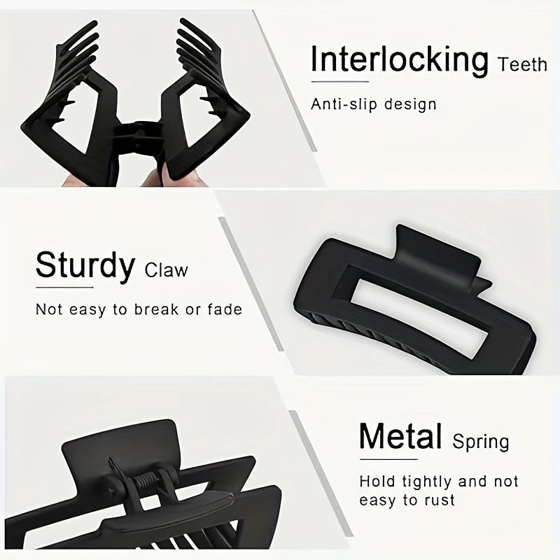 4-Pack Rectangular Hair Claw Clips – Anti-Slip, All Hair Types Hair Claw Clips PLUSH