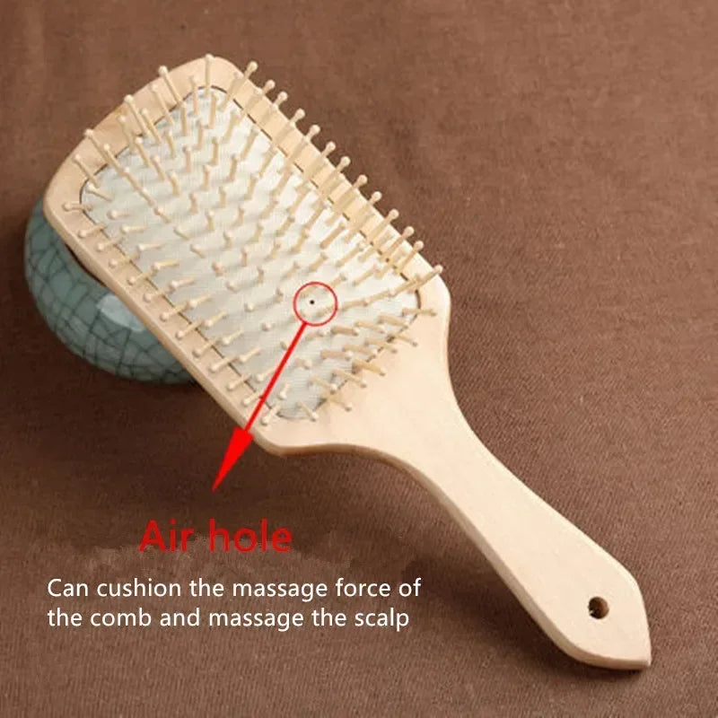 Bamboo Wood Hair Brush & Scalp Massage Comb | Natural Care Hair Brush Comb PLUSH