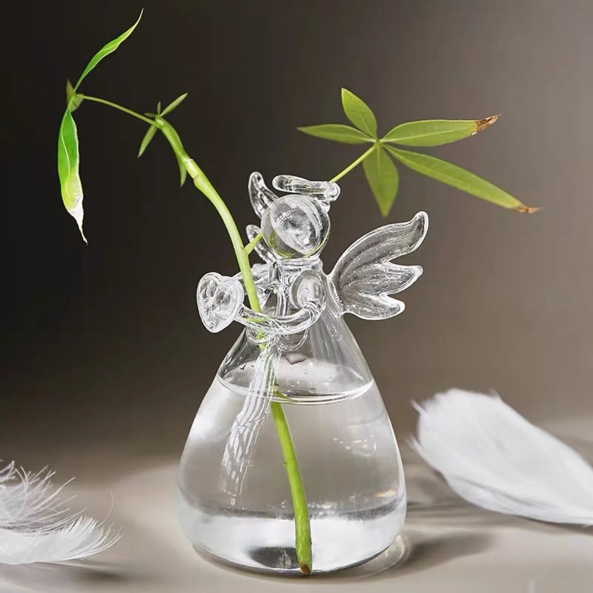 Angel Figurine Mini Glass Vase – Handmade Crystal Decor Gift Decorative Glass Vase PLUSH 1PC
