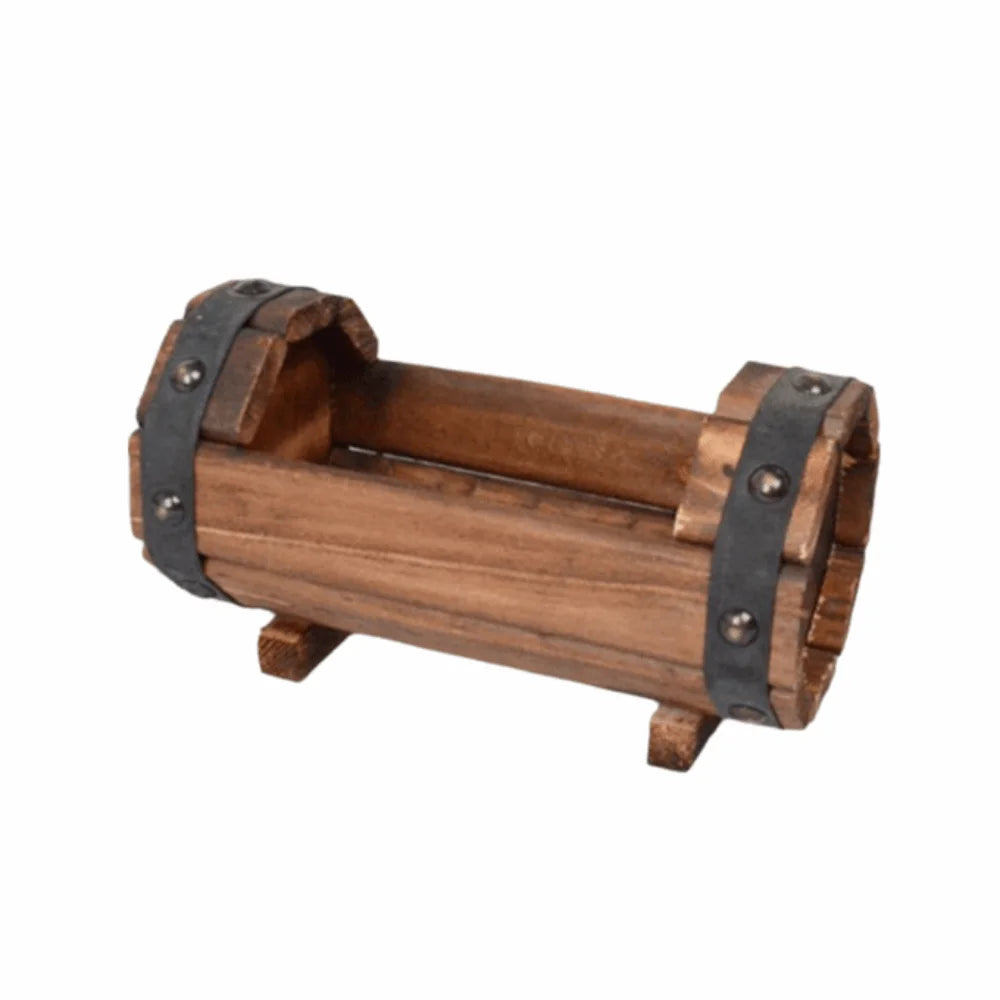 Rustic Wooden Barrel Planter Box – Farmhouse Flower Pot Wooden Barrel Planter PLUSH S
