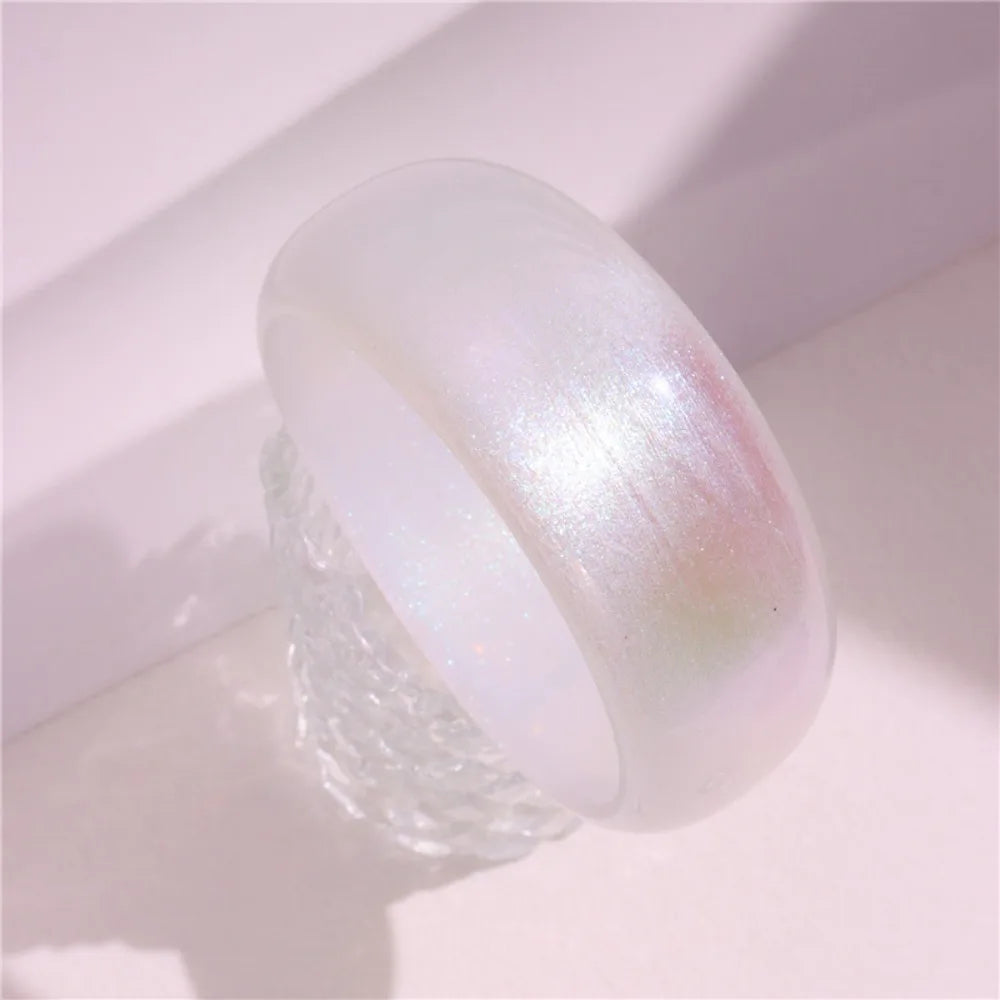 Bohemian Glitter Acrylic Bangle – Jelly Color Wide Bracelet Acrylic Bangle Bracelet PLUSH White-Glitter-