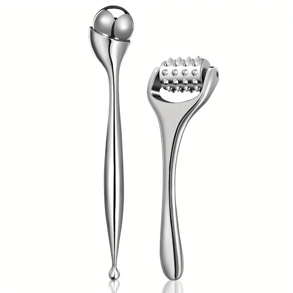 Stainless Steel Ice Roller Face & Eye Massager | DUTRIEUX Face Massage Roller PLUSH 2 IN 1 Set