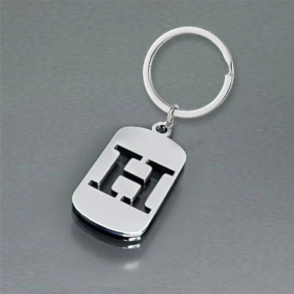 Stainless Steel Initial Letter Keychain – Men's Bag Pendant Letter Keychain PLUSH H