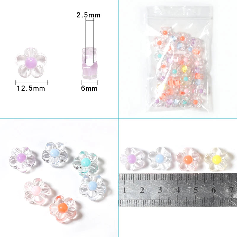 100pcs Acrylic Sunflower Spacer Beads 12.5x6mm | DIY Jewelry Acrylic Spacer Beads PLUSH