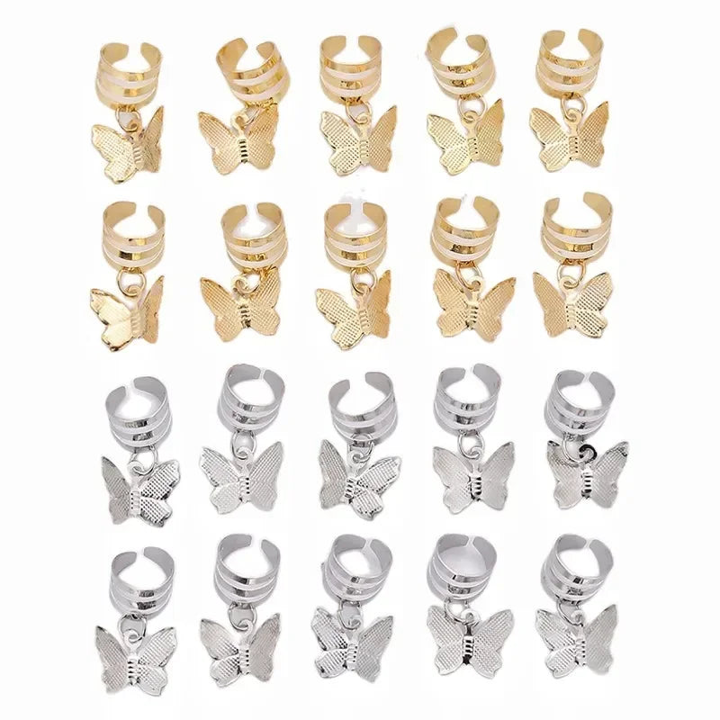 Butterfly Dreadlock Beads – Sparkly Bohemian Braiding Hair Rings Hair Braid Beads PLUSH Mixed 20pcs set