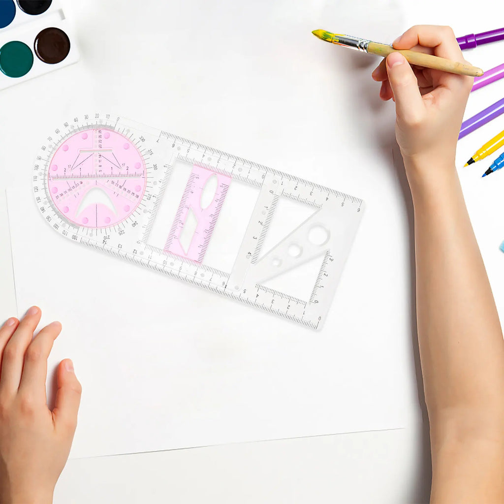 Multifunctional Geometric Drawing Ruler Set for Students Geometric Drawing Ruler PLUSH