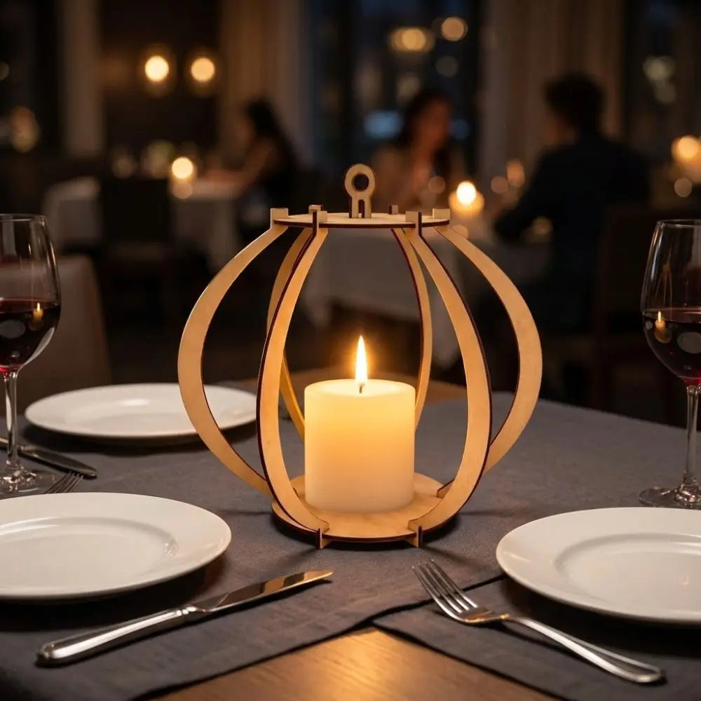 Pumpkin Wooden Candle Holder – Hollow Lantern Desk Ornament Wooden Candle Holder PLUSH