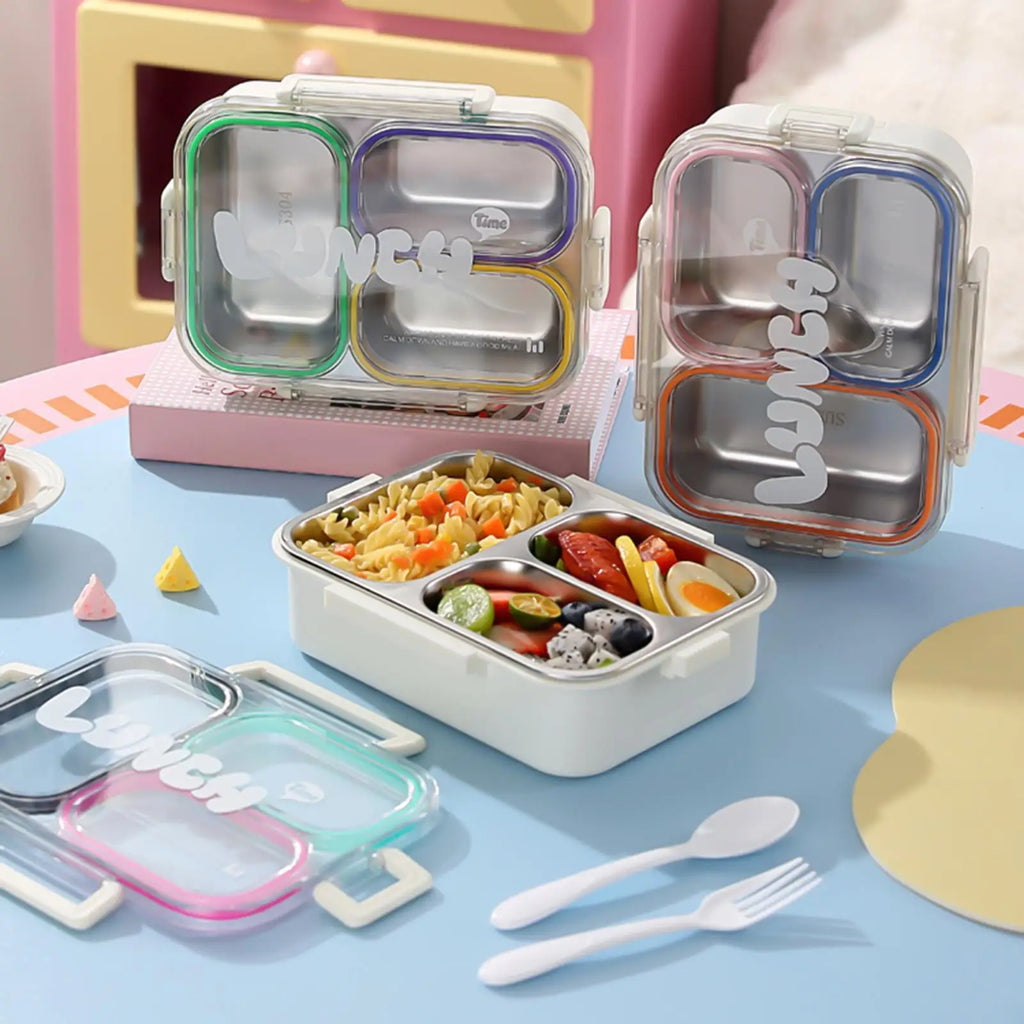 Stainless Steel 3-Compartment Leakproof Lunch Box Stainless Steel Lunch Box PLUSH