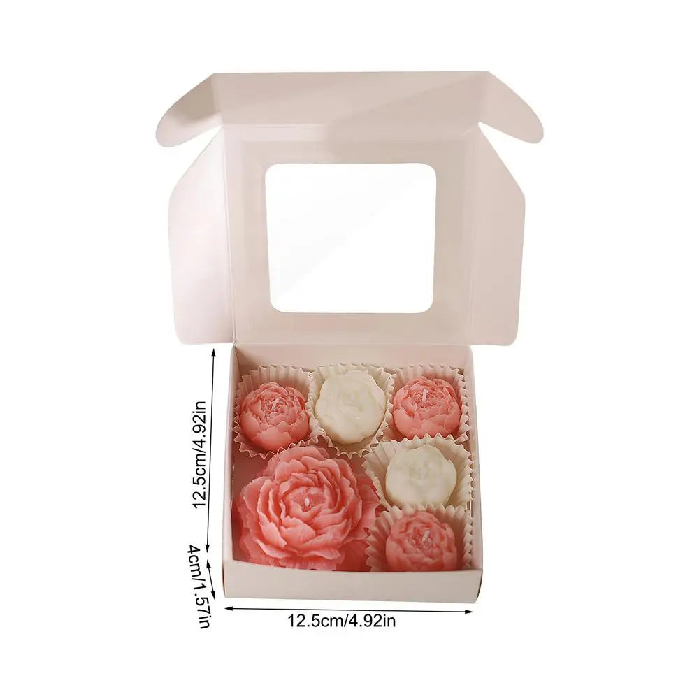 Soy Wax Rose Candle Set 6pcs – Handmade Floral Home Décor Gift Decorative Candle Set PLUSH Set