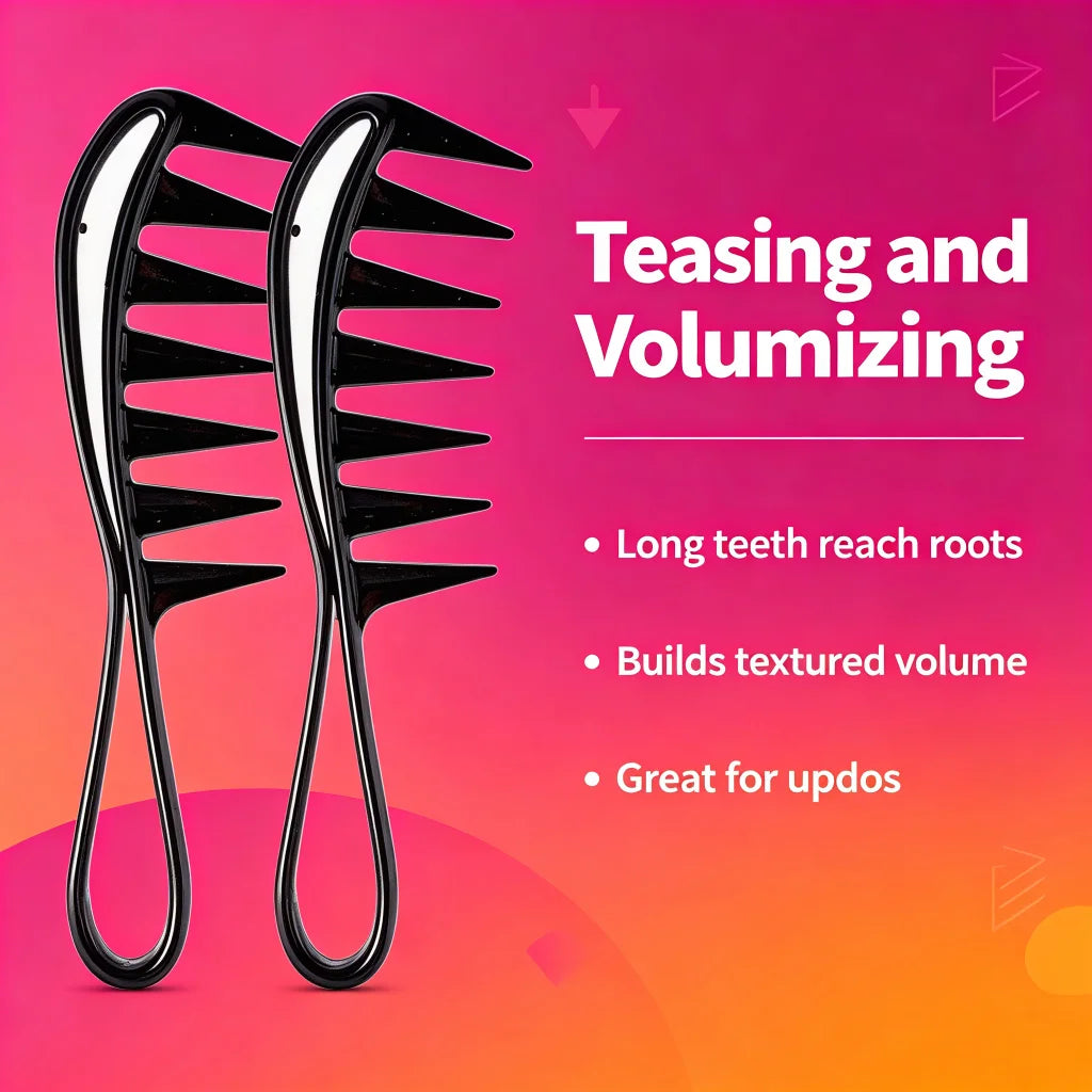Wide Tooth Comb for Curly Hair – Anti-Breakage Salon Tool Hair Styling Comb PLUSH