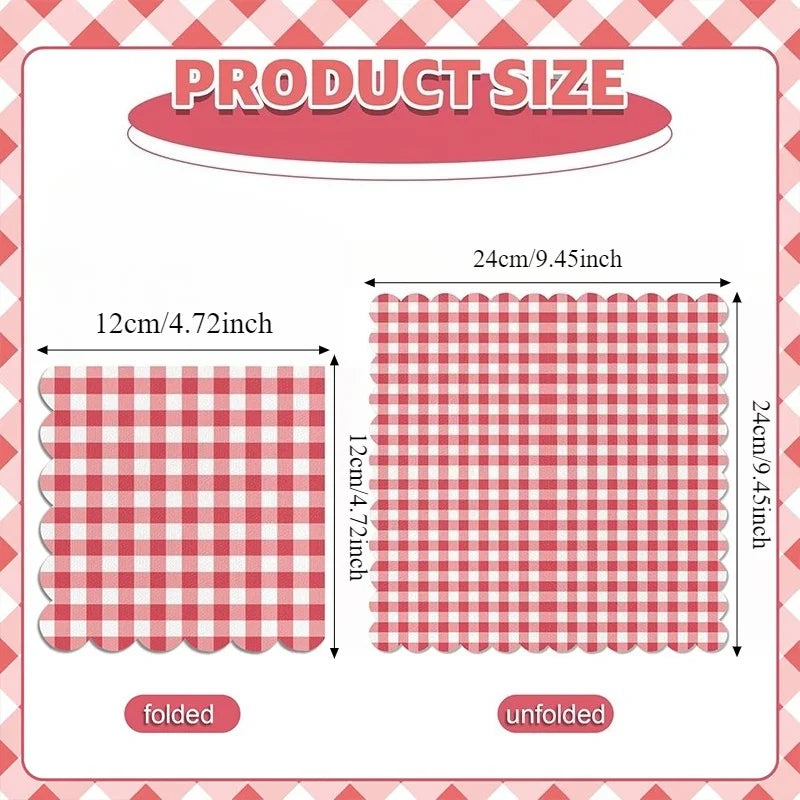 Plaid Paper Napkins 25/50pcs – Colorful Disposable Serviettes Disposable Paper Napkins PLUSH