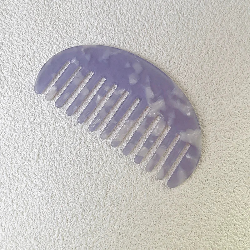 Acetate Wide Tooth Hair Comb – Retro Korean Style for Women Hair Comb PLUSH 6 purple and white