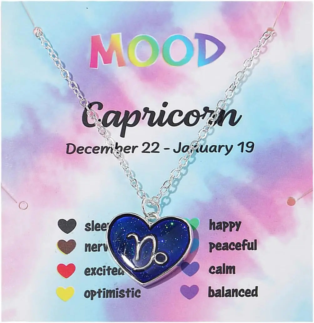 Zodiac Constellation Mood Necklace – Color Changing Pendant Pendant Necklace PLUSH Capricom