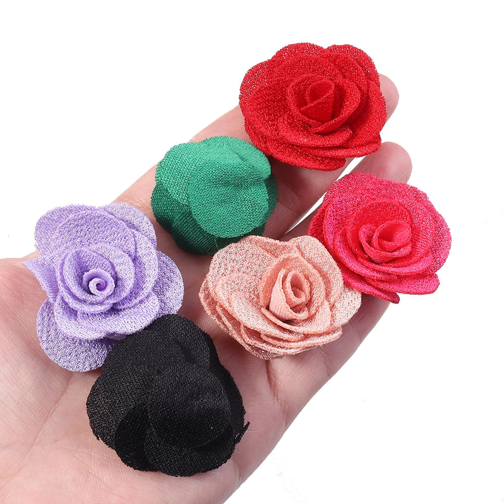 10pcs 4cm Fabric Rose Flowers for DIY Sewing, Headwear & Decor Fabric Flower Embellishments PLUSH