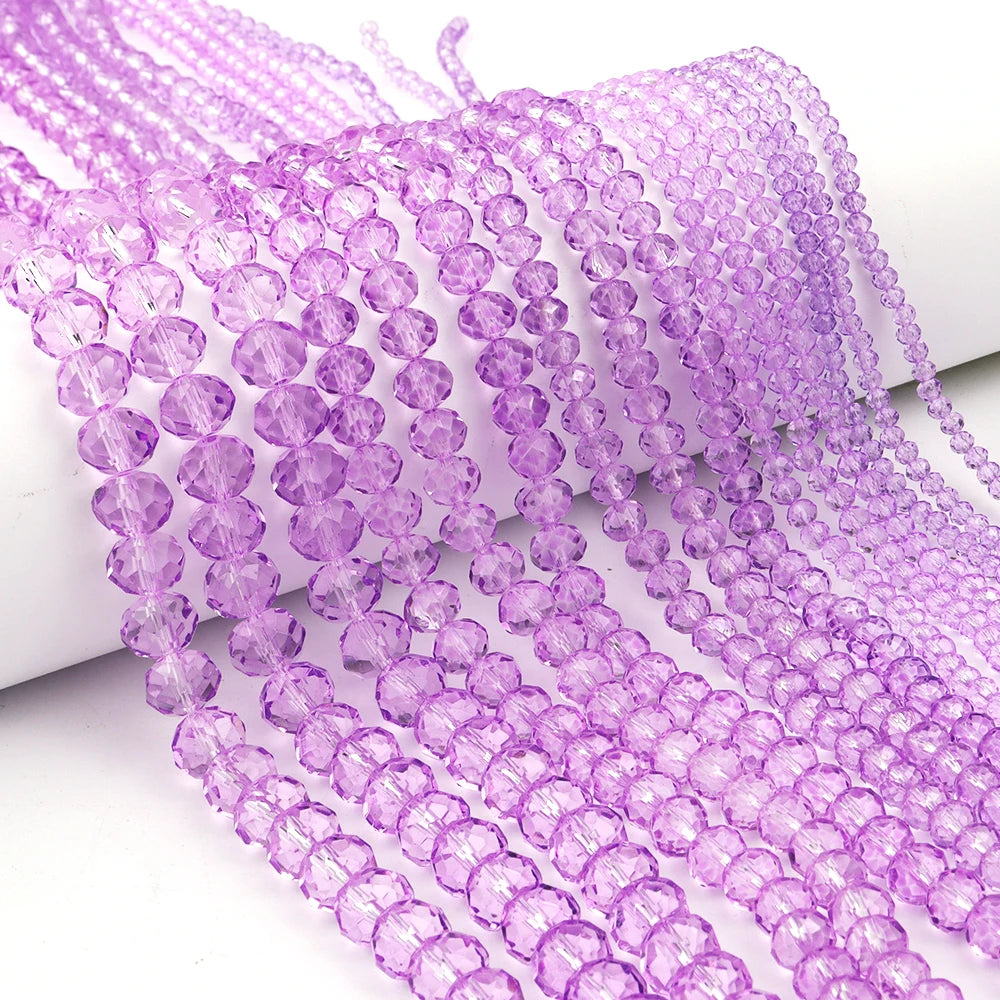 Purple Faceted Crystal Glass Spacer Beads 3–10mm | DIY Jewelry Glass Spacer Beads PLUSH