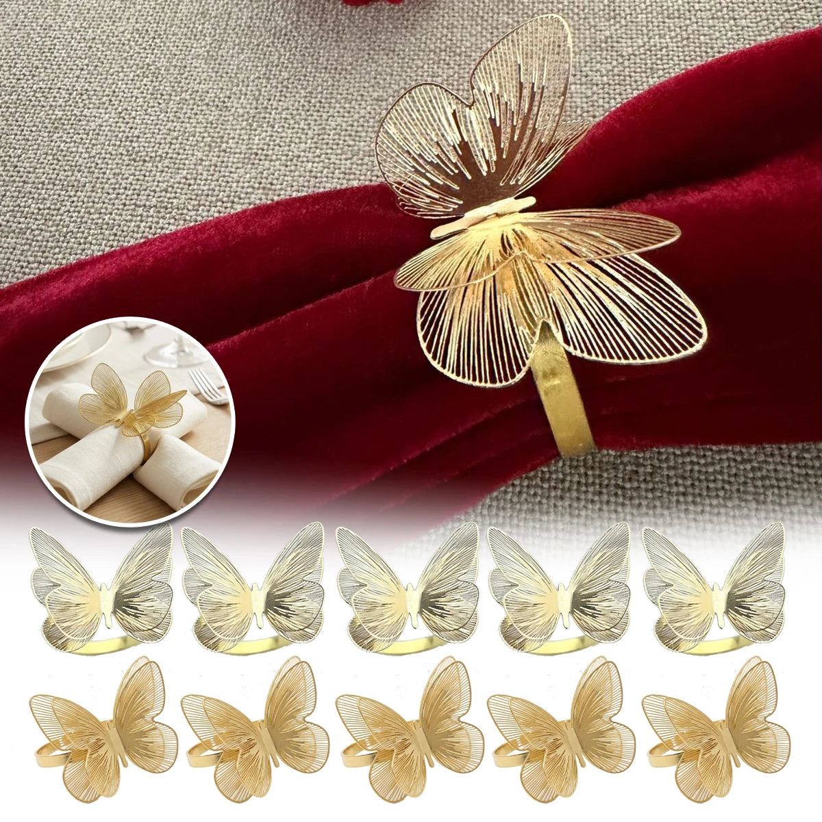 Hollow Butterfly Metal Napkin Rings – Nordic Table Decor Napkin Rings PLUSH