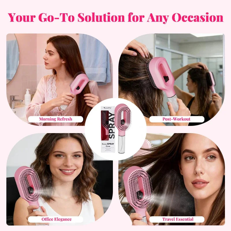 2-in-1 Spray Hair Brush Set – Mist Bottle & Detangling Comb Spray Hair Brush Set PLUSH