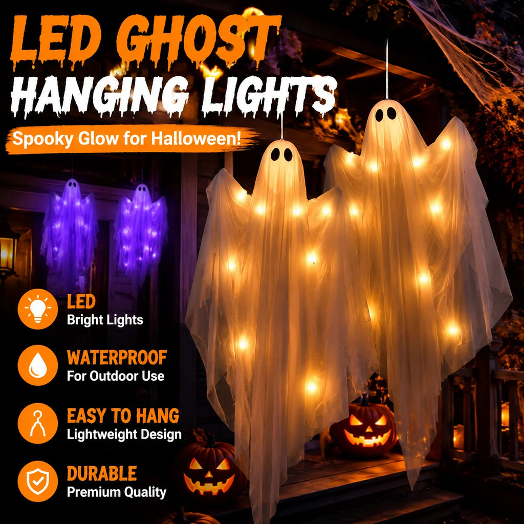 Halloween Ghost LED String Lights 8 Modes Waterproof Battery Halloween String Lights PLUSH